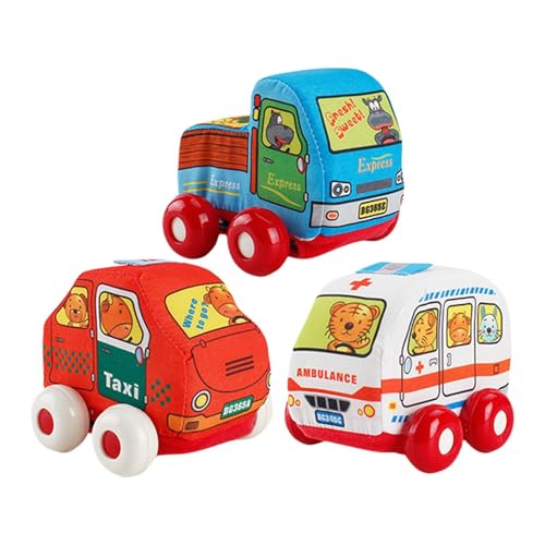 Huvqianu Soft Toy Cars, Fabric Vehicle Toy, Washable Ambulance, 3.54in Express Vehicle Taxi Model, Cartoon Toddler Truck Figure for Boys and Girls Age 0 to 7 Years Old von Huvqianu