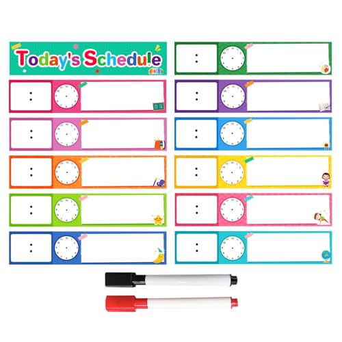 Huvqianu Visual Schedule, Bedtime Routine Chart Kids, 12 Card Behavior Communication Tool, 11.22x2.36in Daily Activity Organizer for Home, School, Helps Improve Children's Cognition von Huvqianu