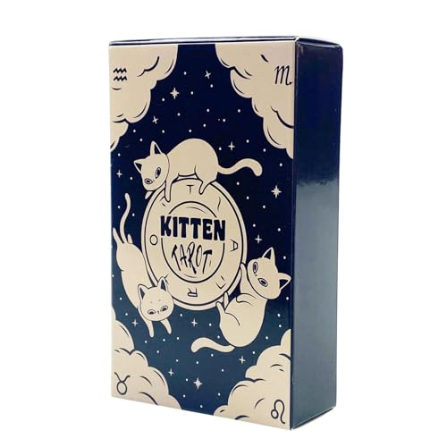 Kätzchen Tarotdeck, Orakelkartenspiel, Tarot Wahrsagung, 78 Teile Tarotdeck, Wahrsagungskartenspiel, Tarotkartenspiel, Kätzchen-Tarot Brettspiel, Oracle Card Tarot Deck Kartenspiel Englisch 78pcs von Huvqianu