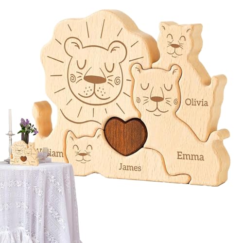 Lion Family Wooden Puzzle, Funny Lion Wood Family Jigsaw Board Game, 5.71x3.74in Early Education Puzzles, Interactive Toys for Living Room, Study, and Bedroom Play von Huvqianu