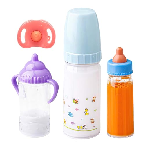 Magic Bottles for Dolls, Portable Nursing Bottles, 5.98x3.66in Disappearing Milk & Juice Flask with Pacifier, Doll Feeding Toy Set for Christmas or Birthday Gift von Huvqianu