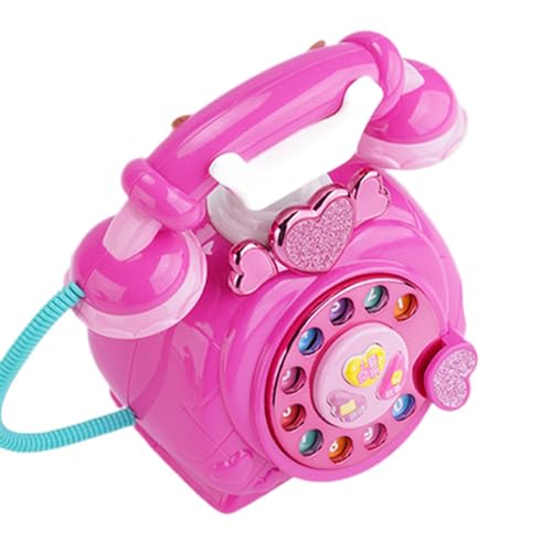 Pretend Musical Phone, Corded Landline Dial Telephone, 6.69x4.33in Simulated Rotary Phone with Ring, Music and Storytelling Feature, Fun Toy for Toddler Boys and Girls von Huvqianu