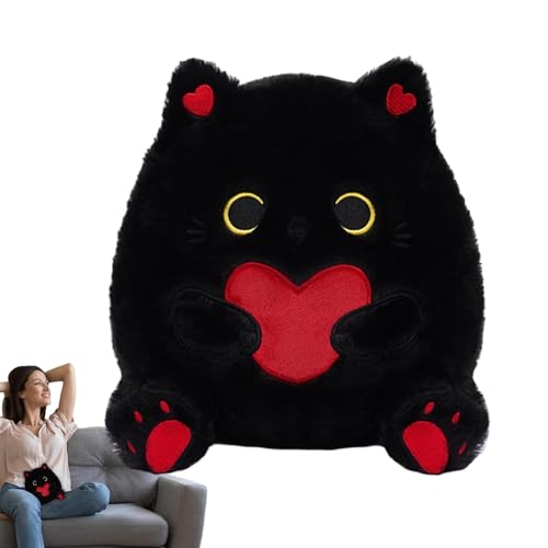 Schwarze Katze Plüschtier, Niedliche Gefüllte Schwarze Katze, 9,8 Zoll Katze Plüsch, Weiches Katzenkissen Plüsch, Schwarze Katze Stofftier, Plüsch Katzenspielzeug für Katzenliebhaber, Tier Plushie von Huvqianu