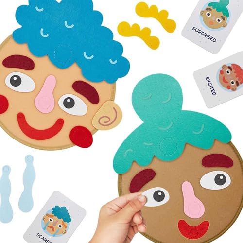 Huvqianu Social Emotional Learning Toy, Felt Funny Making Faces Kit, Changeable Expressions Toy, Smooth Edged Emotion Faces for Car, Outdoors, Home, School, Park, Kids Emotional Development Tool von Huvqianu