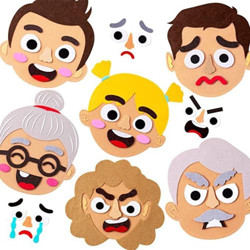 Huvqianu Social Emotional Learning Toy, Felt Funny Making Faces Kit, Changeable Expressions Toy, Smooth Edged Emotion Faces for Car, Outdoors, Home, School, Park, Kids Emotional Development Tool von Huvqianu