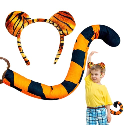 Tiger Cosplay Stirnband | Tierkostüm Stirnband | Tigerohren Kostüm | Cosplay Tigerohren Tiger Stirnbänder Cosplay Kinder Tiger Kopfbedeckung Erwachsene Tiger Kostüm Tier Stirnband für Kinder von Huvqianu