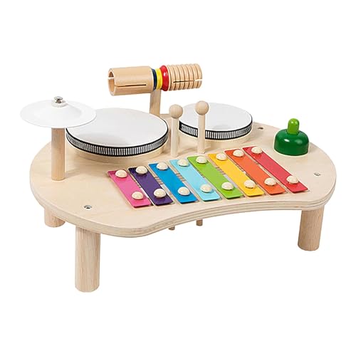 Toddler Drum Toy, Wooden Percussion Instrument, 11.73x9.06x6.1 Inch Early Learning and Rhythm Skills, Safe and Eco-Friendly Design, Musical Toys for Study Room, Lawn, Preschool von Huvqianu