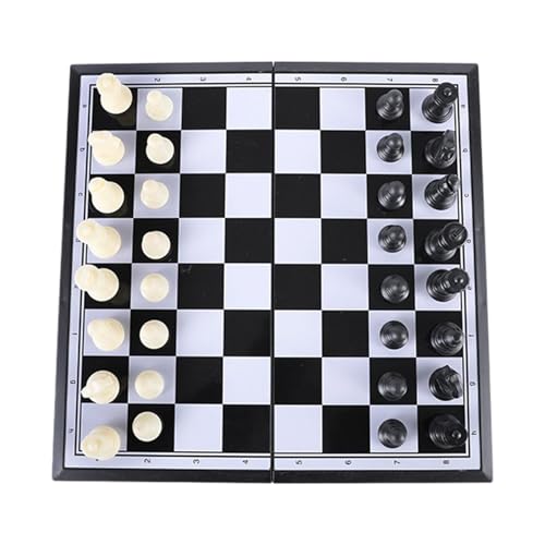 Travel Magnetic Chess, Folding Chess Kit, Portable Chesspiece Storage Slots, 7.87x7.87in Handmade Pieces Travel Game, Handcrafted Chessboards for Kids 6+ von Huvqianu