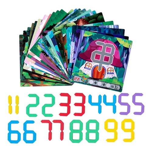 Wooden Number Game, Math Learning Jigsaw, 5.12x5.12 Inches Non Toxic Convenient Compact Educational Number Decoding Toy, Interactive Shape Challenge for Kids Boys and Girls Aged 3+ von Huvqianu