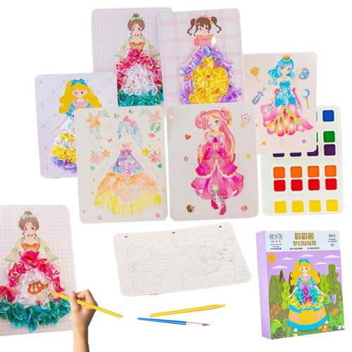 Huxibai Poking Painting für Mädchen, Stoff Poking Craft Kit | Kinder stupsen Kunstspielzeug - Kinder Stoffkunst Regenbogenpapier Wasser Malbuch Spielzeug von Huxibai