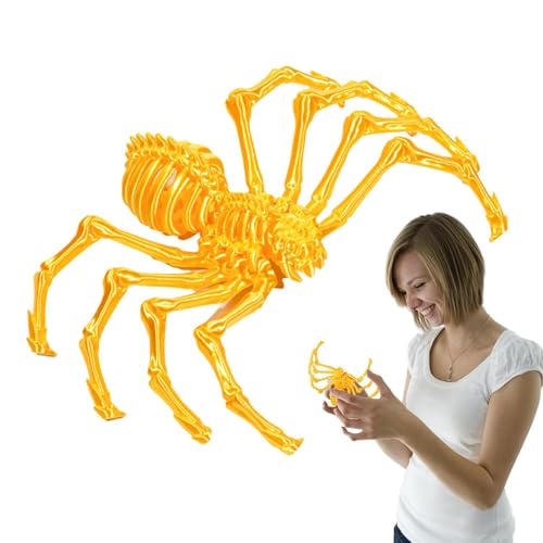 3D-gedruckte Spinnen - Halloween-3D-gedruckte Skelett-Spinne | Halloween-Spinne Fidget Spielzeug | Exekutive Schreibtischspielzeug Riesige Spinne - Mystery Spider 3D Gelenkige Spinne für von Huyeruie