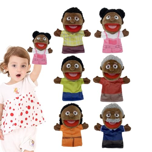 6-teiliges Handpuppen-Set – Handpuppen für Familien | Handpuppen für Kinder Rolle Paly Familienmitglieder | Theaterpuppen für Familienmitglieder 28 cm Multikulturell Mit von Huyeruie