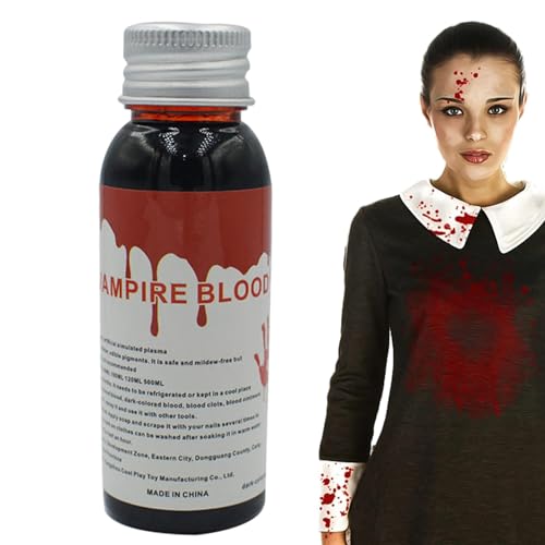 Kunstblut Vampirblut - 100ml Fake Blut für Halloween Make-up | Szenische Blutmalerei, Waschbare Fake Blutspritzer, Zombieblut Make-up, Kunstblut für ve von Huyeruie