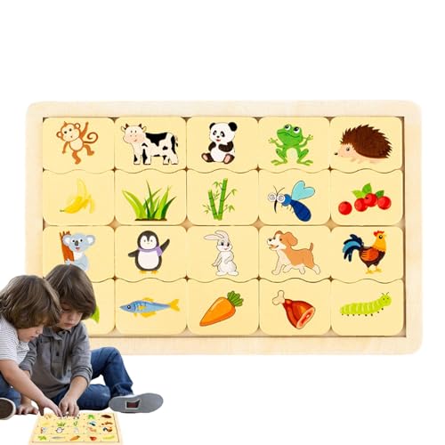 Lernspiele, passende Holzpuzzles | Pädagogische Tier-Matching-Spielzeuge | Niedliches tragbares Puzzle-Spielzeug, Kinder-Matching-Spiel für Zuhause, Kindergarten von Huyeruie