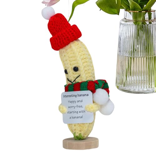 Lustige positive Banane häkeln häkeln gestricktes Spielzeug mit Banane für emotionale Unterstützung Weihnachtsdekorationen häkeln kleine häkeln Spielzeug Puppe Weihnachten für Supp von Huyeruie