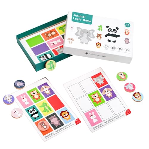 Tier-Matching-Spiel, passende Tier-Track-Karten für Kinder,Tier-Matching-Spiel für Kinder - Kartenspiel, Logikspiele, Tierpositionsordnung, Lernspielzeug für und Mädchen von Huyeruie