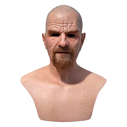 Breaking Bad Old White Bald Beard Old Man Cosplay Maske Halloween Requisiten Maske Horror Kopfbedeckung für Halloween Karneval Kostüm Party Requisiten von Hworks