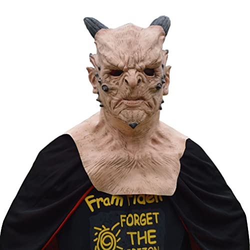 Gruseliges Horned Monster Latex Vollgesichtsmaske Halloween Cosplay Kapuze Erwachsene Custome Play von Hworks