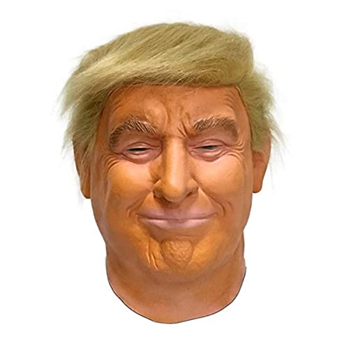 Hworks Donald John Trump Maske Latex Kopfbedeckung Simulation Cosplay Kostüm Requisiten für Halloween Party von Hworks