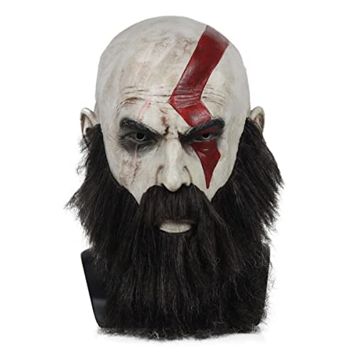 Hworks Gods of War Kratos Kopfbedeckung Latex Vollgesichtsmaske Cosplay Kostüm Requisiten für Halloween Party von Hworks