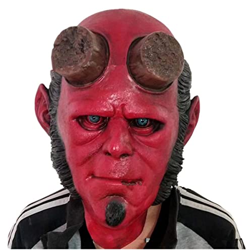 Hworks Hellboys Kopfbedeckung Latex Vollgesichtsmaske Cosplay Kostüm Requisiten für Halloween Party von Hworks