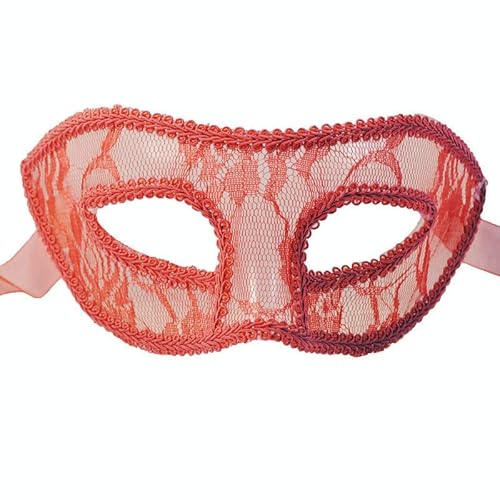 Hworks Red Transparent Lace Cosplay Mask PVC Half Face Cover Costume Props von Hworks