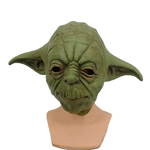 Hworks Yoda Maske Latex Kopfbedeckung Cosplay Kostüm Requisiten für Halloween Party von Hworks
