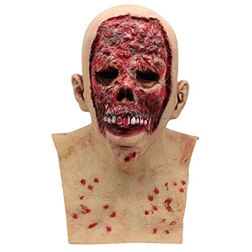 Skinless Blood Face Zombie Cosplay Maske Blutsaugende Blut Cosplay Maske Latex Kopfbedeckung Halloween Dekoration Requisiten Maske Horror Kopfbedeckung für Halloween Karneval Kostüm Party Requisiten von Hworks