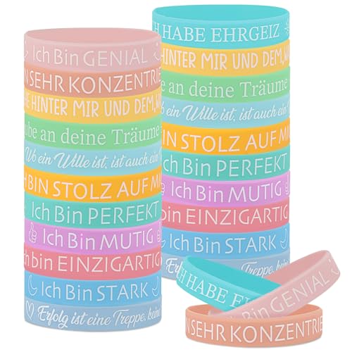 Hxezoc 24 Stück Motivationsarmbänder kinder Inspirierende Silikon Armbänder auf Deutsch mit 12 Stile Positiven Sprüchen Abschiedsgeschenk für Grundschüler Kindergeburtstags Mitgebsel Hxezoc 24 Stück Motivationsarmbänder kinder Inspirierende Silikon Armbänder auf Deutsch mit 12 Stile Positiven Sprüchen Abschiedsgeschenk für Grundschüler Kindergeburtstags Mitgebsel von Hxezoc