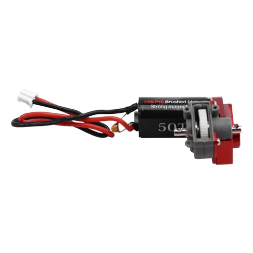 Hxhsgmeh Stirnradgetriebe Komplettgetriebe mit 050 Bürstenmotor 50T für 1/24 RC Crawler SCX24 AX24 Upgrade Rot von Hxhsgmeh