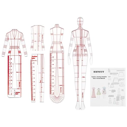 4 Stück Mannequin Nähschablone Lineal Mode Skizzieren Lineal für Schneiderei Schneiderei Gestalten Zeichnen von Hxyxbnhno