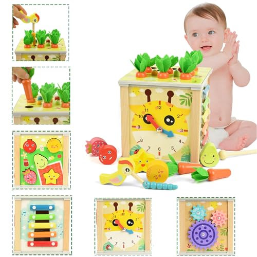 Hyacinthy Motorikspielzeug Baby, 6 in 1 Motorikwürfel Sensorik Activity Center Kinderspiele Mädchen Geschenkideen Montessori Pädagogisches Spielzeug Geschenke Geburtstag für Mädchen und Jungen von Hyacinthy