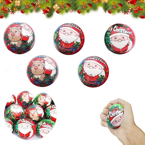 12 Stück Stressball Weihnachten, Antistressball Weihnachten, Anti Stress Ball, Squishy Ball, Anti Stress Spielzeug BäLle, AntistressbäLle für Kinder Mitgebsel Kindergeburtstag Weihnachten von Hyfkjdm