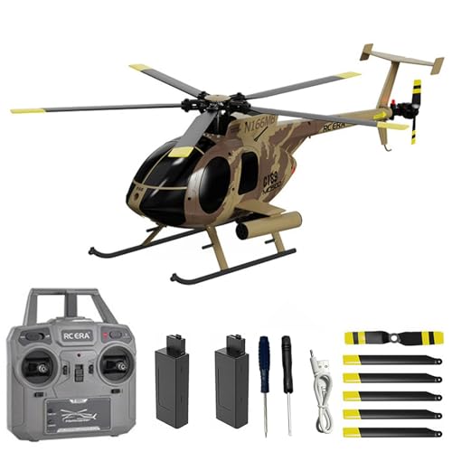 Hylukon C189 Ferngesteuerter Hubschrauber, 2.4G 6CH UAV 1:28 Bürstenloser Motor RC Hubschrauber Single Blade Flybarless Remote Hubschrauber RTF mit optischer Flusslokalisierung 2 Batterie - Camouflage von Hylukon