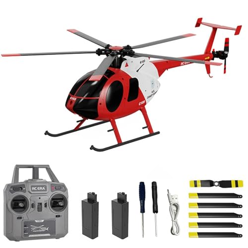 Hylukon C189 Ferngesteuerter Hubschrauber, 2.4G 6CH UAV 1:28 Bürstenloser Motor RC Hubschrauber Single Blade Flybarless Remote Hubschrauber RTF mit optischer Flusslokalisierung 2 Batterie - Rot von Hylukon