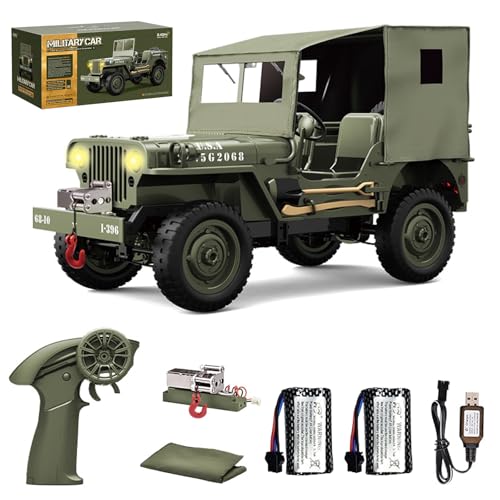 Hylukon Ferngesteuertes Auto, 1:10 2,4 GHz RC Auto 4WD Offroad Rock Crawler RC Car mit beleuchteter Segeltuchabdeckung, All-Terrain Geländewagen RC Truck für Erwachsene, Kinder, Jungen von Hylukon