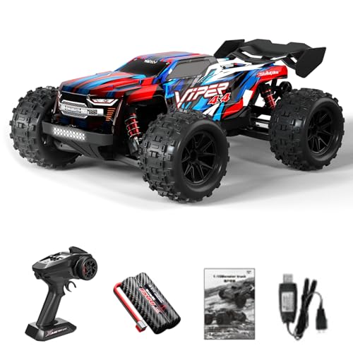 Hylukon Ferngesteuertes Auto, 2,4 GHz 1/16 RC Auto 36 km/h Hochgeschwindigkeits-Ferngesteuertes Geländewagen, Crawler RC Truck für Kinder, Geeignet für Jedes Gelände von Hylukon