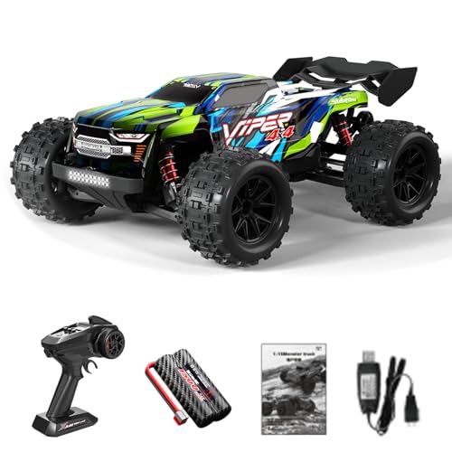 Hylukon Ferngesteuertes Auto, 2,4 GHz 1/16 RC Auto 36 km/h Hochgeschwindigkeits-Ferngesteuertes Geländewagen, Crawler RC Truck für Kinder, Geeignet für Jedes Gelände von Hylukon