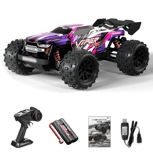 Hylukon Ferngesteuertes Auto, 2,4 GHz 1/16 RC Auto 36 km/h Hochgeschwindigkeits-Ferngesteuertes Geländewagen, Crawler RC Truck für Kinder, Geeignet für Jedes Gelände von Hylukon