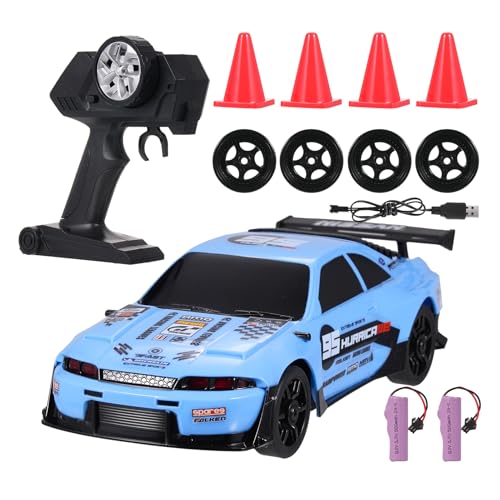 Hylukon Ferngesteuertes Auto, 2,4 GHz RC Drift Car 1/24 RC Auto Drift Car 4WD Drift Auto mit Brillanten Lichtern, Drift- und Rennreifen, Straßensperren, RC Car für Erwachsene Kinder Mädchen Jungen von Hylukon