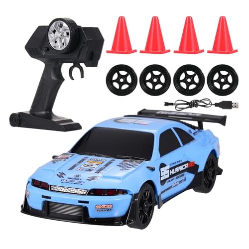 Hylukon Ferngesteuertes Auto, 2,4 GHz RC Drift Car 1/24 RC Auto Drift Car 4WD Drift Auto mit Brillanten Lichtern, Drift- und Rennreifen, Straßensperren, RC Car für Erwachsene Kinder Mädchen Jungen von Hylukon