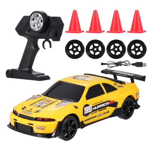 Hylukon Ferngesteuertes Auto, 2,4 GHz RC Drift Car 1/24 RC Auto Drift Car 4WD Drift Auto mit Brillanten Lichtern, Drift- und Rennreifen, Straßensperren, RC Car für Erwachsene Kinder Mädchen Jungen von Hylukon