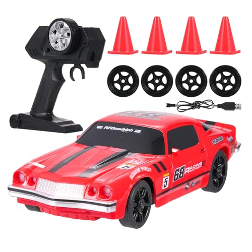 Hylukon Ferngesteuertes Auto, 2,4 GHz RC Drift Car 1/24 RC Auto Drift Car 4WD Drift Auto mit Brillanten Lichtern, Drift- und Rennreifen, Straßensperren, RC Car für Erwachsene Kinder Mädchen Jungen von Hylukon