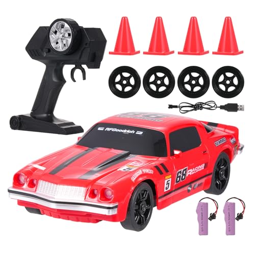 Hylukon Ferngesteuertes Auto, 2,4 GHz RC Drift Car 1/24 RC Auto Drift Car 4WD Drift Auto mit Brillanten Lichtern, Drift- und Rennreifen, Straßensperren, RC Car für Erwachsene Kinder Mädchen Jungen von Hylukon