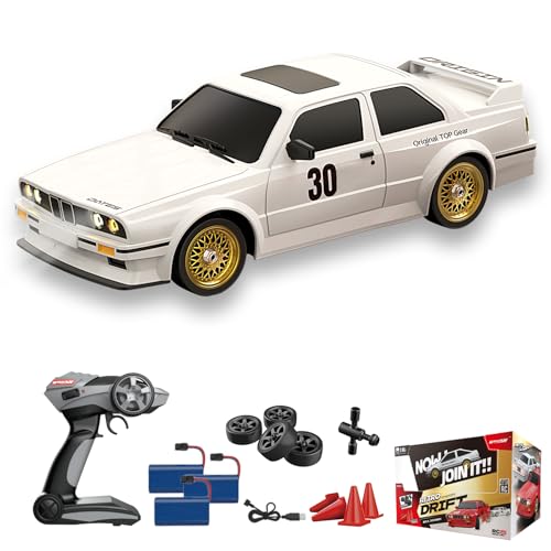 Hylukon Ferngesteuertes Auto, 2,4 GHz RC Drift Car 30 km/h Ferngesteuertes Drift Car 1/16 Ferngesteuertes Auto Rennauto mit Vorder- und Rücklichtern im Retro-Stil von Hylukon