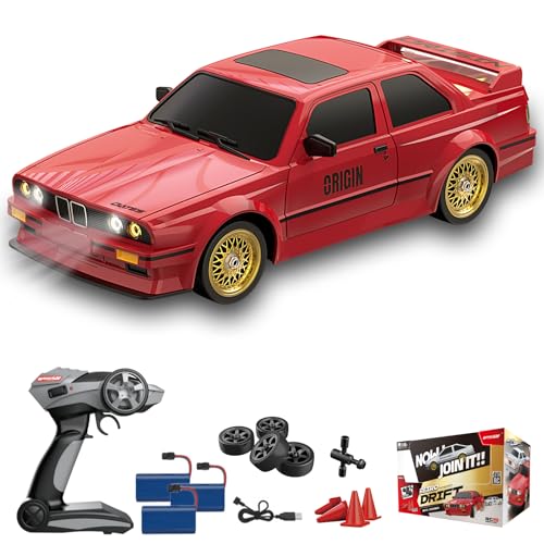 Hylukon Ferngesteuertes Auto, 2,4 GHz RC Drift Car 30 km/h Ferngesteuertes Drift Car 1/16 Ferngesteuertes Auto Rennauto mit Vorder- und Rücklichtern im Retro-Stil von Hylukon