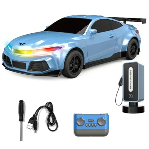 Hylukon Ferngesteuertes Auto, 2,4 GHz RC Drift Car New Energy-Sportfahrzeug mit Ladestation, automatischem Parken, LED-Lichtern und Musik, RC Auto Drift Car für Kinder, Jungen, Mädchen von Hylukon