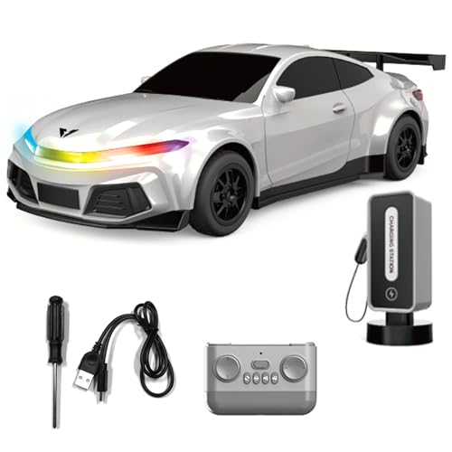 Hylukon Ferngesteuertes Auto, 2,4 GHz RC Drift Car New Energy-Sportfahrzeug mit Ladestation, automatischem Parken, LED-Lichtern und Musik, RC Auto Drift Car für Kinder, Jungen, Mädchen von Hylukon