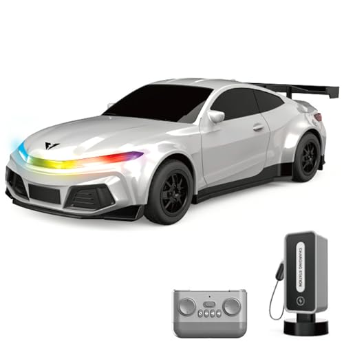 Hylukon Ferngesteuertes Auto, 2,4 GHz RC Drift Car New Energy-Sportfahrzeug mit Ladestation, automatischem Parken, LED-Lichtern und Musik, RC Auto Drift Car für Kinder, Jungen, Mädchen von Hylukon