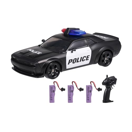 Hylukon Polizeiauto Ferngesteuertes Auto für Kinder, 4WD Drift Auto Spielzeug mit Lichtern, RC Auto Drift Car Geburtstagsgeschenk für Jungen und Mädchen von Hylukon